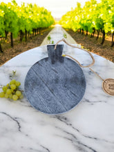 Load image into Gallery viewer, Grey Round Marble Chopping Board 31x25cm
