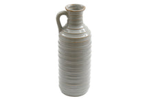 Load image into Gallery viewer, Ceramic Grey Ribbed Vase With Handle 34cm
