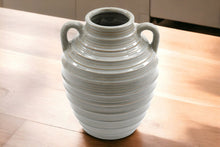 Load image into Gallery viewer, Ceramic Grey Ribbed Vase With Handles 25cm
