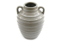 Load image into Gallery viewer, Ceramic Grey Ribbed Vase With Handles 25cm
