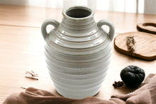 Load image into Gallery viewer, Ceramic Grey Ribbed Vase With Handles 20cm
