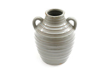 Load image into Gallery viewer, Ceramic Grey Ribbed Vase With Handles 20cm
