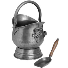 Load image into Gallery viewer, Antique Pewter Coal Bucket with Shovel
