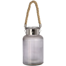 Load image into Gallery viewer, Frosted Glass Lantern with Rope Detail and Interior LED
