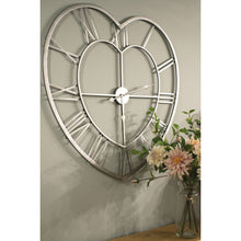 Load image into Gallery viewer, Silver Heart Skeleton Wall Clock
