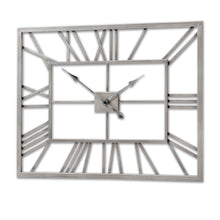 Load image into Gallery viewer, Silver Rectangular Skeleton Wall Clock
