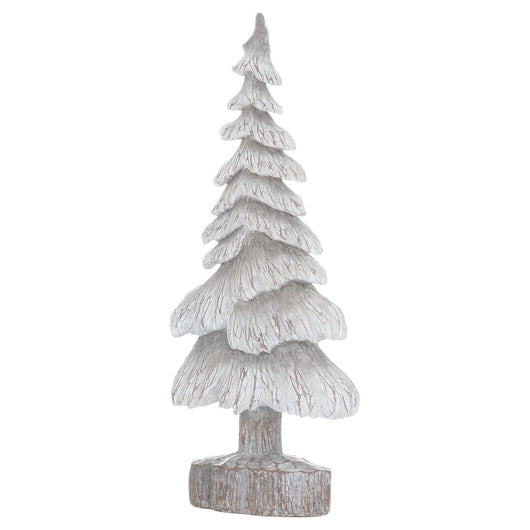 Carved Wood Effect Grey Small Snowy Tree