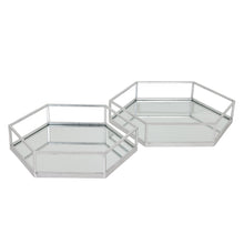 Load image into Gallery viewer, Silver Hexagon Set Of Two Trays
