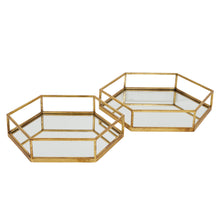 Load image into Gallery viewer, Gold Hexagon Set Of Two Trays
