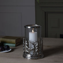 Load image into Gallery viewer, Silver Stag Scene Hurricane Lantern
