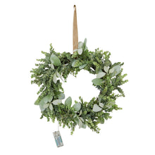 Load image into Gallery viewer, LED Winter Wreath With Eucalyptus And Lambs Ear
