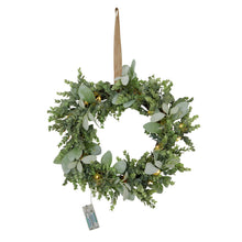 Load image into Gallery viewer, LED Winter Wreath With Eucalyptus And Lambs Ear
