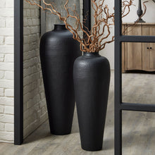 Load image into Gallery viewer, Matt Black Medium Hammered Vase Without Lid
