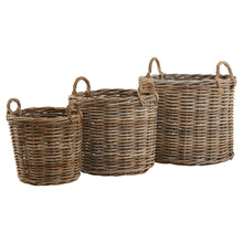 Load image into Gallery viewer, Set of 3 Kubu Rattan Round Storage Baskets
