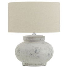 Load image into Gallery viewer, Darcy Antique White Squat Table Lamp With Linen Shade
