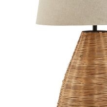 Load image into Gallery viewer, Conical Wicker Table Lamp With Linen Shade
