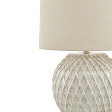 Load image into Gallery viewer, Lattice Ceramic Table Lamp With Linen Shade
