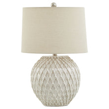 Load image into Gallery viewer, Lattice Ceramic Table Lamp With Linen Shade
