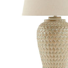 Load image into Gallery viewer, Woven Ceramic Table Lamp With Linen Shade
