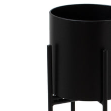 Load image into Gallery viewer, Matt Black Cylindrical Planter On Black Frame
