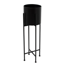 Load image into Gallery viewer, Matt Black Cylindrical Planter On Black Frame
