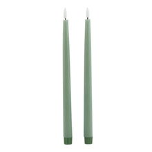 Load image into Gallery viewer, Luxe Collection S/2 Sage LED Wax Dinner Candles
