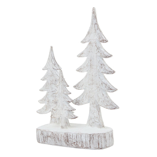 Small Three Snowy Pine Tree Sculpture