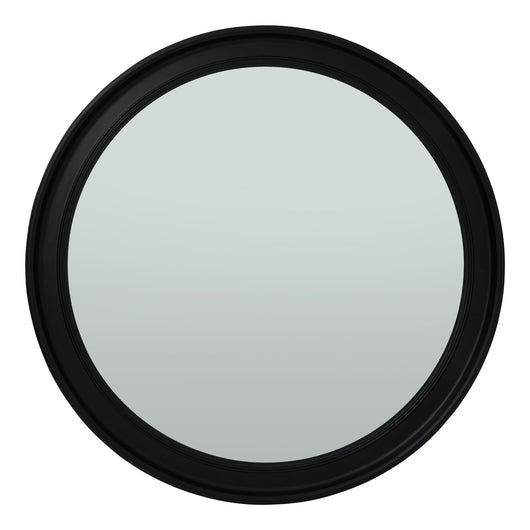 Black Wood Round Framed Large Mirror