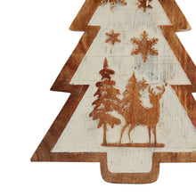 Load image into Gallery viewer, Natural Wooden Snow Scene Tree Decoration
