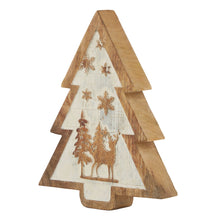 Load image into Gallery viewer, Natural Wooden Snow Scene Tree Decoration
