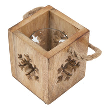 Load image into Gallery viewer, Natural Wooden Small Snowflake Tealight Candle Holder
