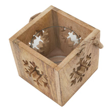 Load image into Gallery viewer, Natural Wooden Snowflake Tealight Candle Holder
