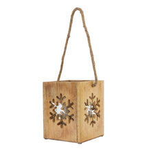 Load image into Gallery viewer, Natural Wooden Large Snowflake Tealight Candle Holder
