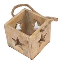 Load image into Gallery viewer, Natural Wooden Star Tealight Candle Holder
