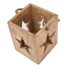 Load image into Gallery viewer, Natural Wooden Large Star Tealight Candle Holder
