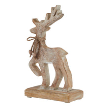 Load image into Gallery viewer, White Wash Collection Wooden Sparkle Reindeer Decoration
