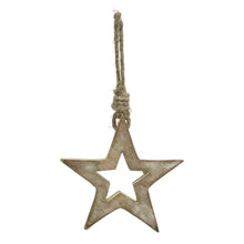 Load image into Gallery viewer, White Wash Collection Small Wooden Hanging Star Decoration
