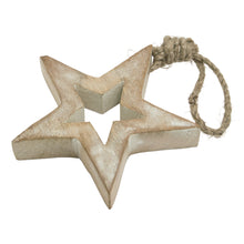 Load image into Gallery viewer, White Wash Collection Small Wooden Hanging Star Decoration
