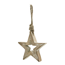 Load image into Gallery viewer, White Wash Collection Small Wooden Hanging Star Decoration
