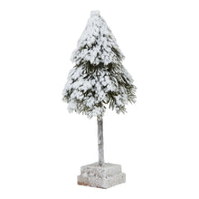 Load image into Gallery viewer, Small Snowy Cedar Tree On Wood Block
