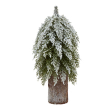 Load image into Gallery viewer, Small Snowy Fir Tree On Tall Wood Log
