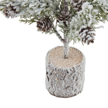 Load image into Gallery viewer, Small Snowy Fir Tree With Pincecones In Wood Log
