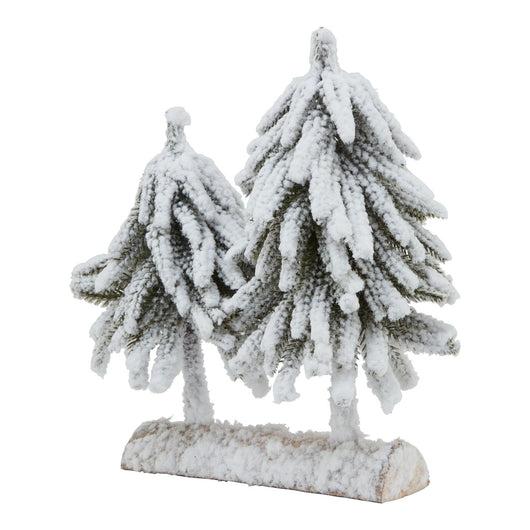 Small Snowy Fir Tree Due On Wood Log