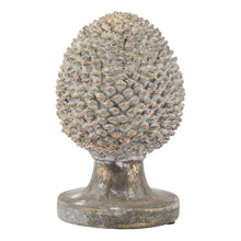 Load image into Gallery viewer, Stone Effect Pinecone Ornament With Gold Accents
