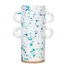 Load image into Gallery viewer, Turquoise and Blue Splatterware Large Vase
