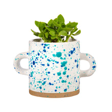 Load image into Gallery viewer, Turquoise and Blue Splatterware Planter
