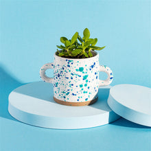 Load image into Gallery viewer, Turquoise and Blue Splatterware Planter
