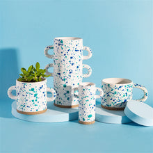 Load image into Gallery viewer, Turquoise and Blue Splatterware Planter
