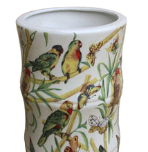 Load image into Gallery viewer, Ceramic Umbrella Stand, Bamboo And Tropical Bird Design
