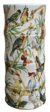 Load image into Gallery viewer, Ceramic Umbrella Stand, Bamboo And Tropical Bird Design
